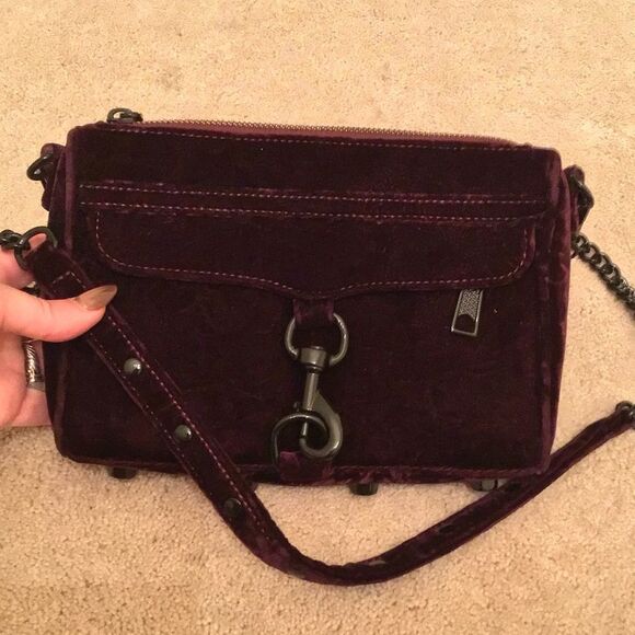 Rebecca Minkoff MAC Crush Velvet cross body Dark Cherry Purple - Picture 4 of 6